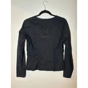 Harley-Davidson Top Womens L Black Hook Eye Corset Graphic Back Biker Sexy thumbnail 3
