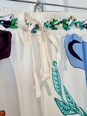 Tropical 2 Piece Set M Shirt Pants Drawstring Wide Leg NWOT thumbnail 12