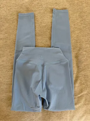 Crop Shop Boutique Light Blue Ribbed High-Waist Leggings thumbnail 2