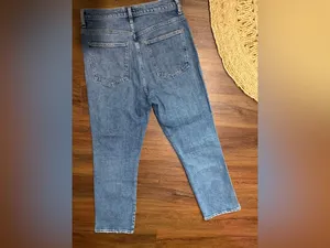 AGOLDE “Pinch Waist” high kick crop summer medium wash denim straight jeans $259 thumbnail 7