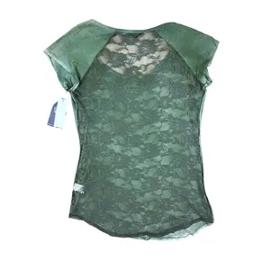 Wallflower Green Knit Top XL NWT Sheer‎ Mesh Back Short Sleeve Special Dye Boho thumbnail 7