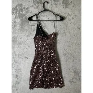 ASTR The Label Rose Gold Sequin Cutout Asymmetrical Mini Party Dress Size XS New thumbnail 5
