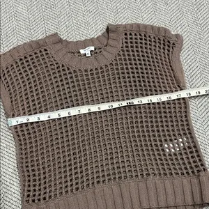 Splendid Crochet Knit Sweater in Taupe thumbnail 4
