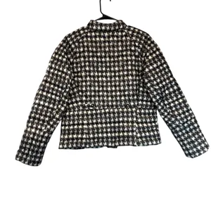 Lands End Womens Houndstooth Quilted Jacket Lightweight Classic‎ Medium(10/12) thumbnail 4