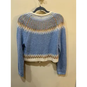 J.Crew Fair Isle Cardigan in Frosted Tundra Snow Brushed Yarn Sweater Medium thumbnail 5