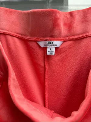 Juicy Couture Velour Wide Leg Pants Coral Pink Y2K Women’s L Crown Logo thumbnail 3