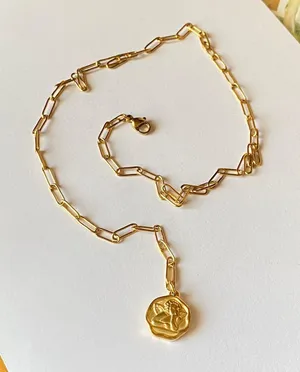Handmade gold tone stainless steel Angel cherub goth cute chic chain necklace👼💗 thumbnail 8