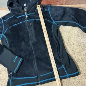 Mountain Hardwear Polartec Fleece Jacket Women L Black Blue Monkey Man Hoody Zip thumbnail 2
