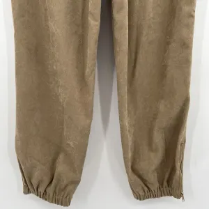 Zara High Rise Waist Jogger Pants Women's Size Small Ankle Zipper Beige Pull On‎ thumbnail 7