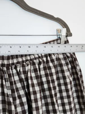 Chow Yatou Brown and Cream Gingham Check Wide Leg Cropped Pants Size XL NWT thumbnail 8