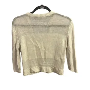 Alice + Olivia 100% Linen Beige‎ Crop Beach Sweater Size XS thumbnail 7