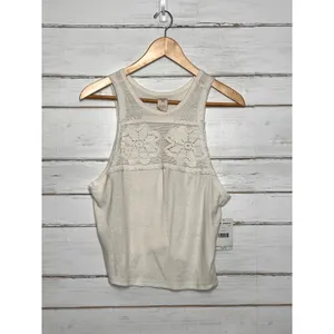 Free People Ivory Crochet Lace Tank Top Sleeveless Boho Size Small NWT thumbnail 2