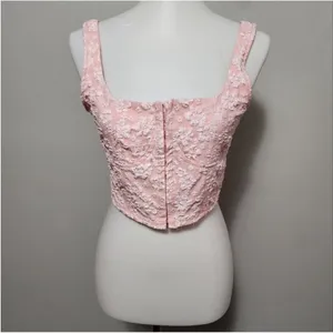 Wild Fable Pink Floral Lace Corset Crop Tank Top Size XS. thumbnail 2