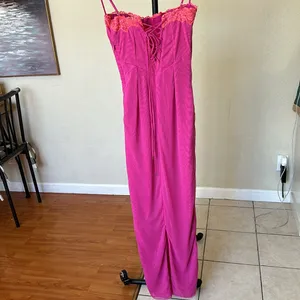HOUSE OF CB 'Aiza'‎ Raspberry Lace Trimmed Maxi Dress NWOT size XS thumbnail 10