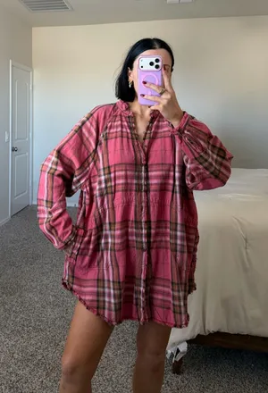 Pink we the free flannel thumbnail 1