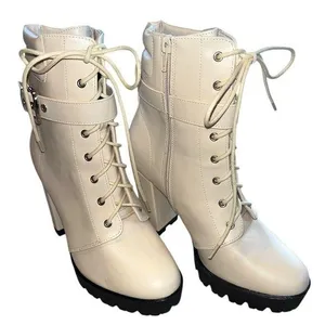 Allegra K Chunky Heel Combat Boots thumbnail 1