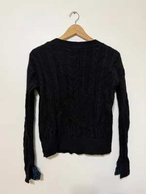 Vineyard Vines Cable Knit Cashmere Cardigan Sweater Size Small Black thumbnail 7