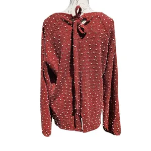 ADIBOSY NWT Polka Dot Textured Tie Back Sweater Long Sleeve‎ Knit Top Size L thumbnail 2