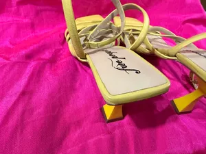 Free People Faye yellow strappy heels sandals 7.5 US 38 NWT thumbnail 7
