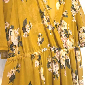 Torrid Floral Chiffon High Low Maxi Dress Flutter Sleeve Gold Size 1 1X No Slip thumbnail 7