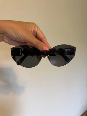 Versace | Cateye Black Sunglasses with Gold Medusa Accents | E04 thumbnail 3