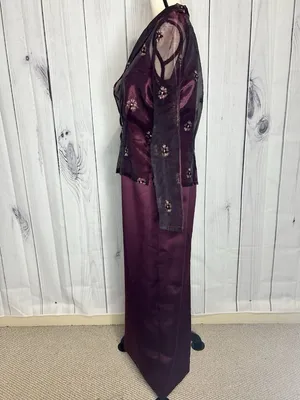 Karen Miller Purple Dress Suit Set Sz 8 Sheer Embroidered Jacket Sheath Dress thumbnail 4