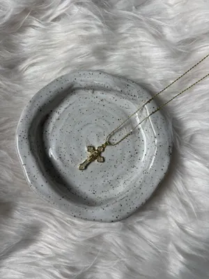 18k gold cross necklace with diamond accents thumbnail 3