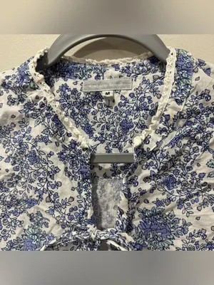 Kimberly Greene Sz Medium Cottagecore Floral Ruffle Lace Blouse Sleeveless thumbnail 4