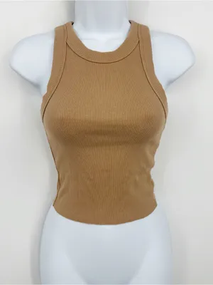 Aerie Tan Cropped Tank Top Size XS Boho Basics Comfy thumbnail 7