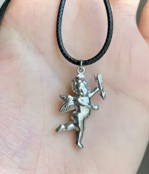 stainless steel cherub angel simple necklace👼🩵 thumbnail 3