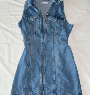 Zara Blue Denim Zip Dress thumbnail 1