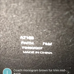 Coach monogram fur trim mid calf boots. thumbnail 6