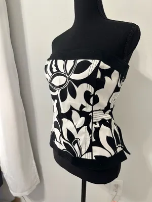 White House Black Market Corset Top Black White thumbnail 2