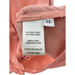 Anthropologie Cloth and Stone‎ Top Womens Medium Button Up Tie Front Peach Boho thumbnail 4