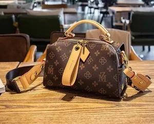 Brown Nice Leather Women’s purse with Structured Design and Gold Hardware thumbnail 1