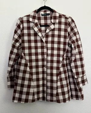 Tuckernuck Pomander Place Brown Gingham Scarlett Button Down Blouse XS thumbnail 1
