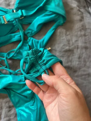 NWOT Honey Birdette Ziva Teal Metallic Swimsuit MED monokini thumbnail 5