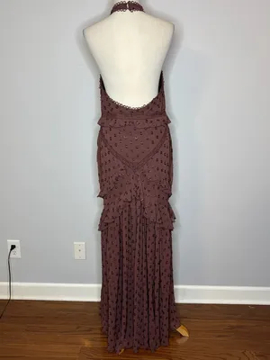 ASOS - Brown Halter Tiered Maxi Dress thumbnail 3
