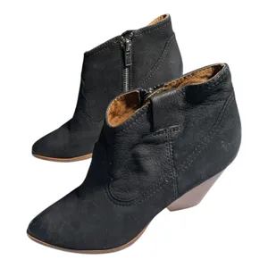 Frye Reina Black Burnished Suede Block Heel Pointed Toe Western Ankle Boots Sz 7 thumbnail 6