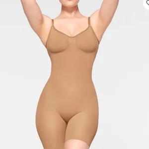 SKIMS Seamless Sculpt Mid‎ Thigh Bodysuit in Ochre thumbnail 2