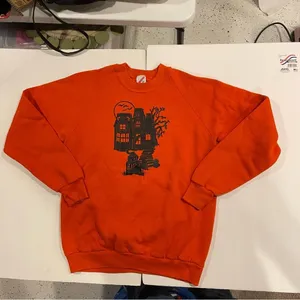 Vintage orange spooky Halloween 👻 cozy soft sweatshirt 80’s-90’s Jerzees thumbnail 8