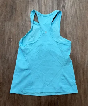 Lululemon Women Turquoise Blue Racerback High Neck Shelf Bra Tank Top 4033 thumbnail 1
