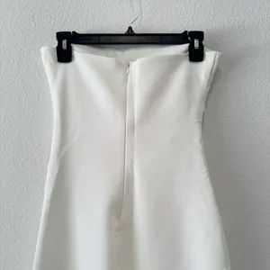 ZARA Woman Oyster White Strapless Midi Dress Sleek Minimalist Chic Size Small thumbnail 4