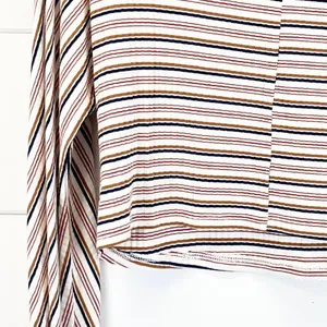 Sadie & Sage Womens M Crop Top Long Sleeves Ribbed Striped Cream‎ Blue Tan Rust thumbnail 5