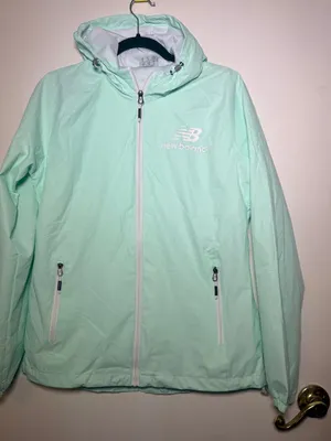New Balance Women's Mint Hooded Windbreaker Jacket Medium Activewear thumbnail 1
