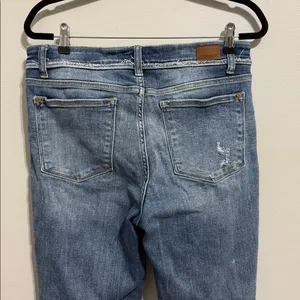 Judy Blue Light Wash Distressed Hem High Rise Skinny Fit Jeans Size 13/31 thumbnail 5