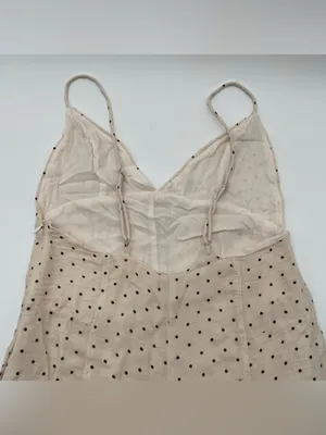 Reset by Jane Ivory Black Polka Dot Cotton blend jumpsuit Strappy Wide Leg Lined thumbnail 5
