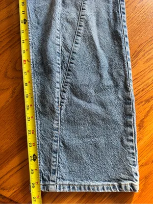 We The Free Jeans Womens Large Blue Denim High Rise Stretch Elastic Waist Mom thumbnail 9