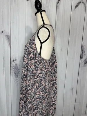 LoveStitch Long Floral Maxi Dress Sz L Pockets Purple Pink Racerback Beach thumbnail 12