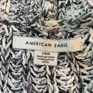 American Eagle Knit Sweater Womens‎ Large L Gray White Oversized Loose Fit thumbnail 3